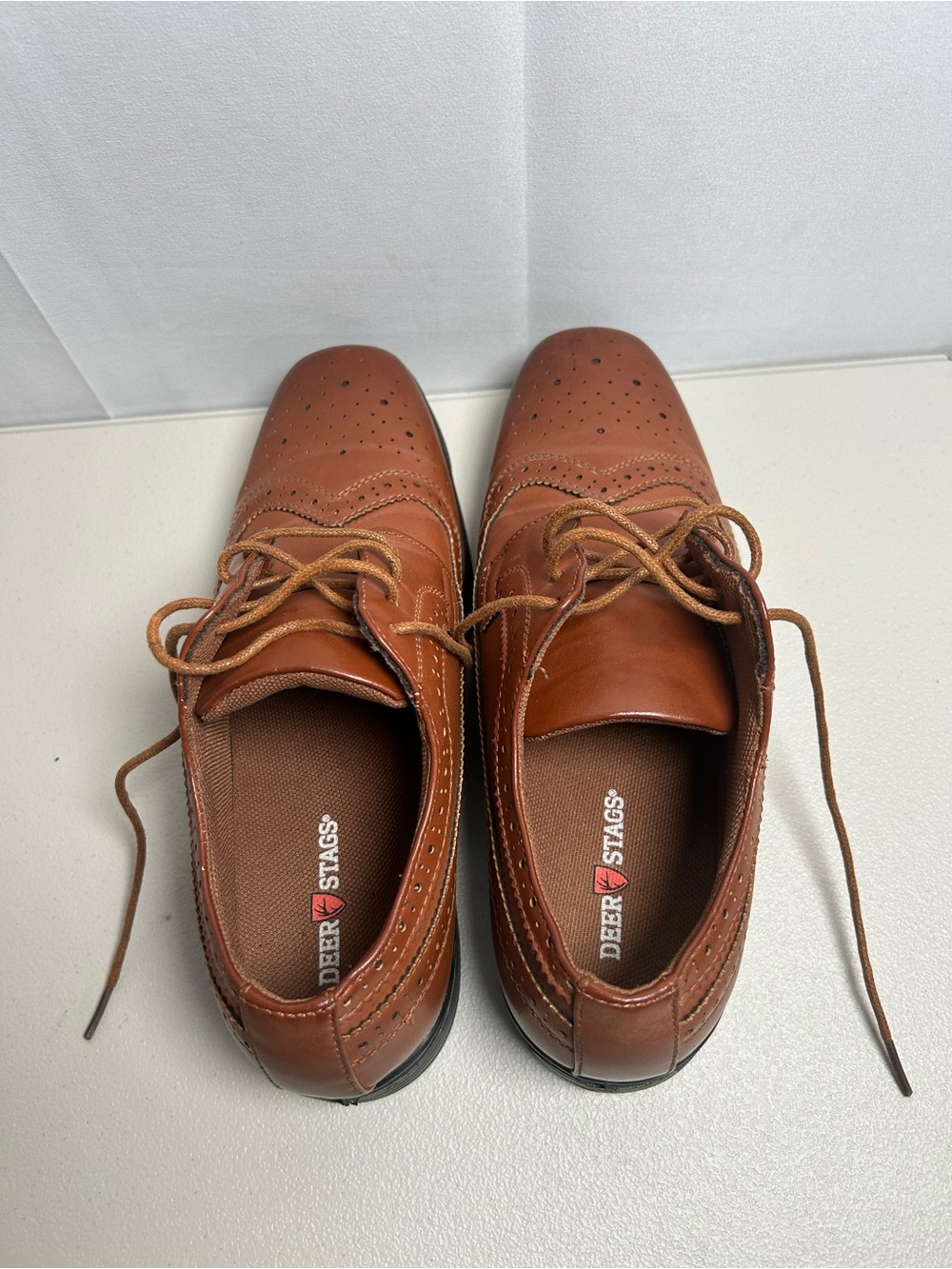 Deer Stags Men's Tan Leather Wingtip Derbys